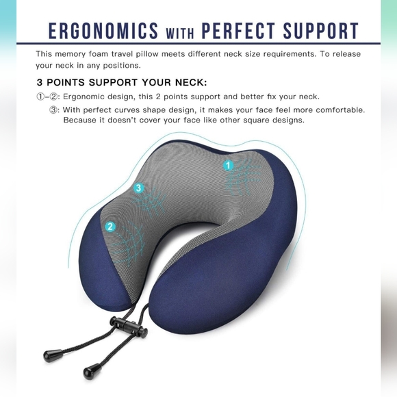 💜 Memory Foam Travel Pillow - Picture 2 of 11